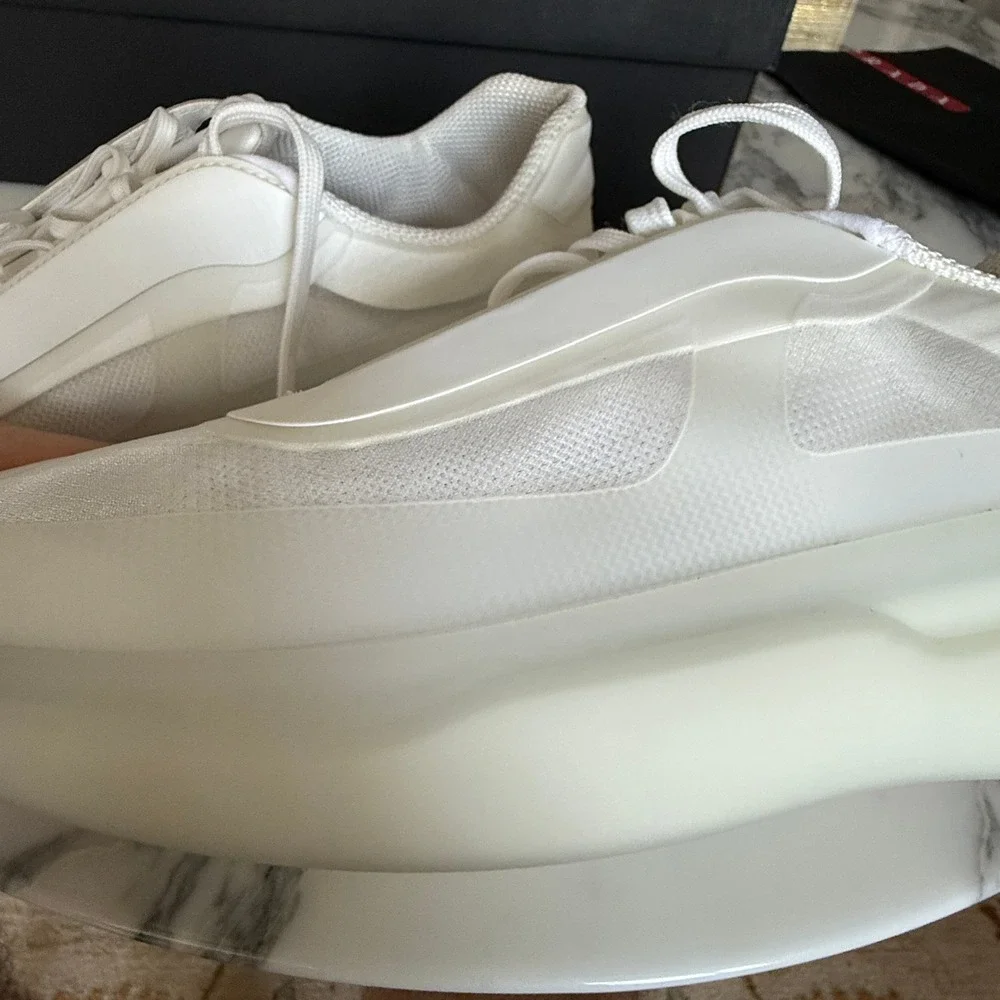 Prada America's Cup White Technical Nylon 1 Sneakers 4E3608‎ Mens UK 7
